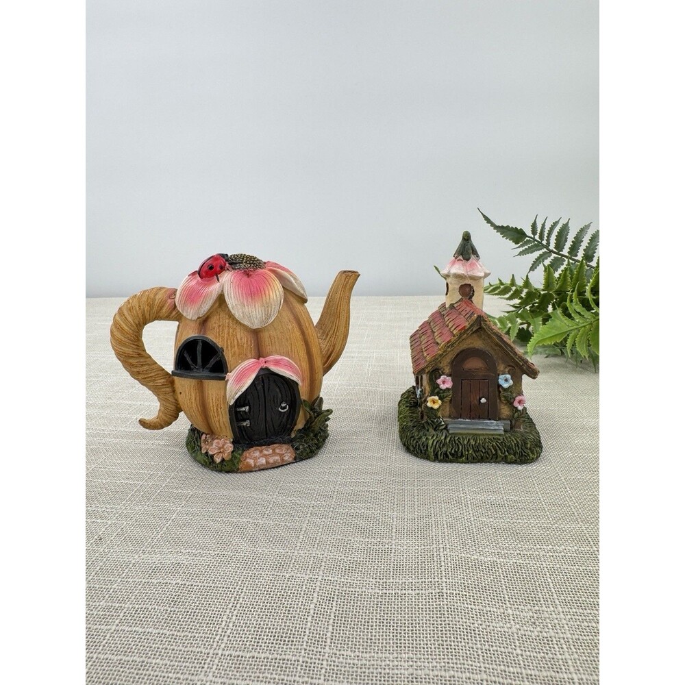 Whimsical Fairy Garden House Teapot Cottage Miniature Resin Decor Cottagecore